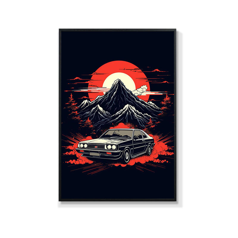 Retro auto rippuv maal õlimaali plakat küberpunk sportauto klubi seinakaunistus maalimisbaar e-spordi seinamaaling