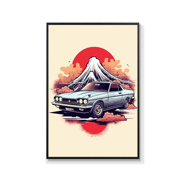 Retro auto rippuv maal õlimaali plakat küberpunk sportauto klubi seinakaunistus maalimisbaar e-spordi seinamaaling