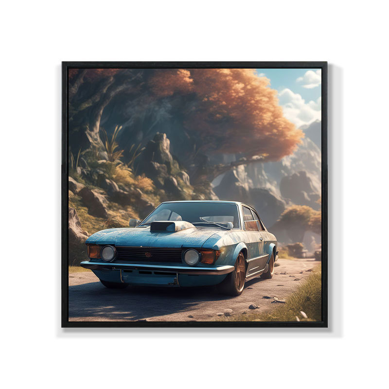 Retro auto rippuv maal õlimaali plakat küberpunk sportauto klubi seinakaunistus maalimisbaar e-spordi seinamaaling