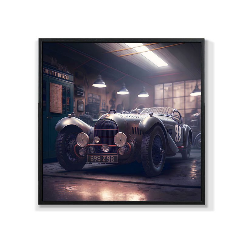 Retro auto rippuv maal õlimaali plakat küberpunk sportauto klubi seinakaunistus maalimisbaar e-spordi seinamaaling