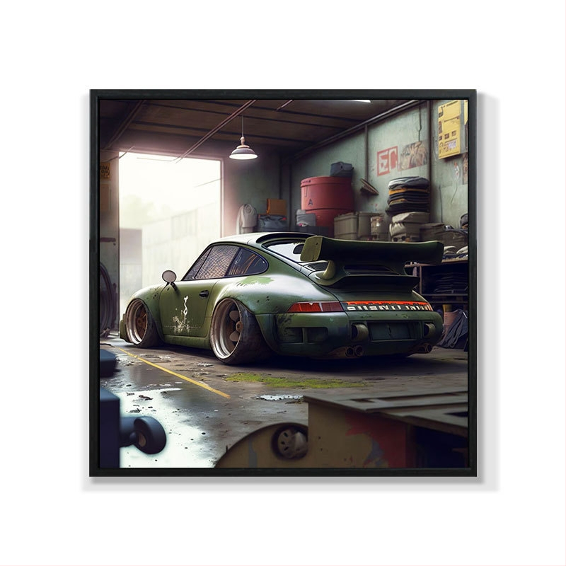 Retro auto rippuv maal õlimaali plakat küberpunk sportauto klubi seinakaunistus maalimisbaar e-spordi seinamaaling