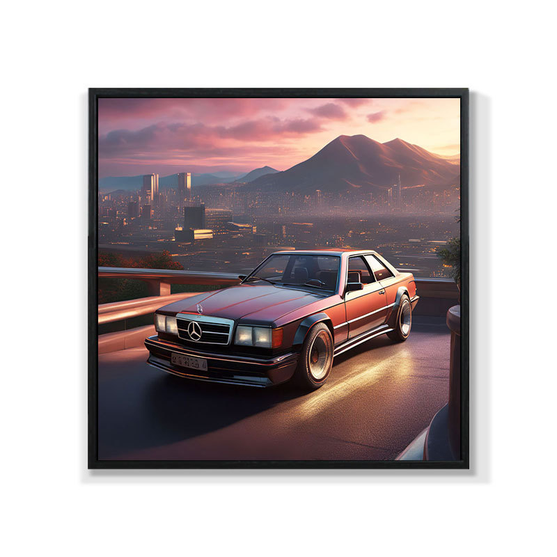 Retro auto rippuv maal õlimaali plakat küberpunk sportauto klubi seinakaunistus maalimisbaar e-spordi seinamaaling