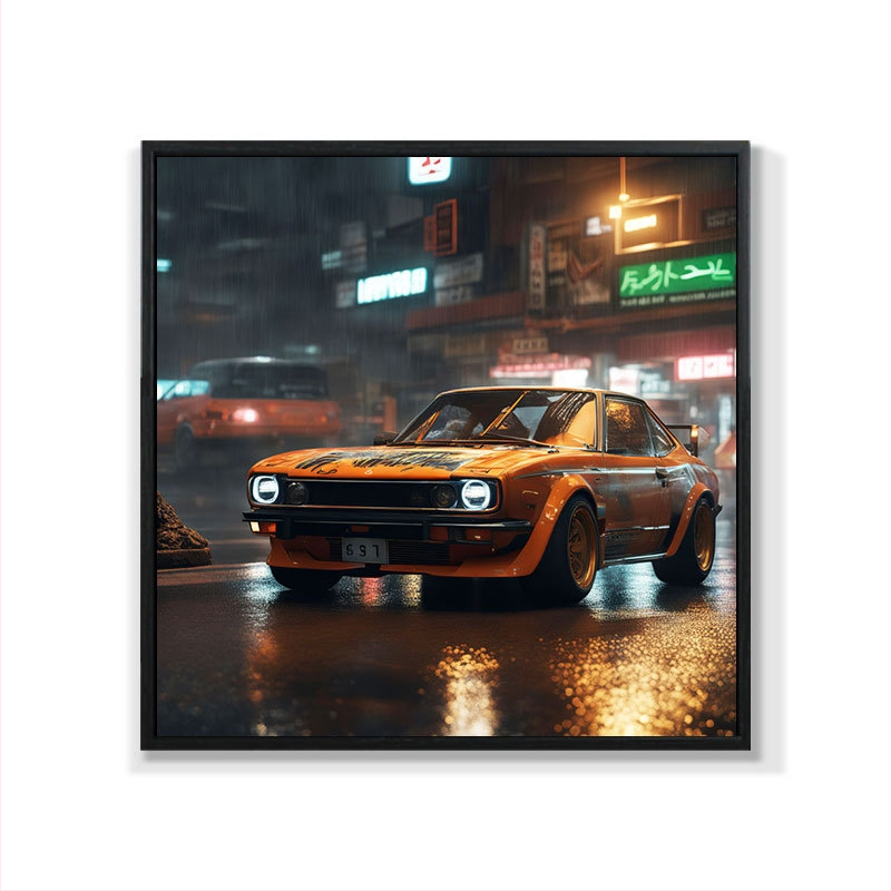 Retro auto rippuv maal õlimaali plakat küberpunk sportauto klubi seinakaunistus maalimisbaar e-spordi seinamaaling