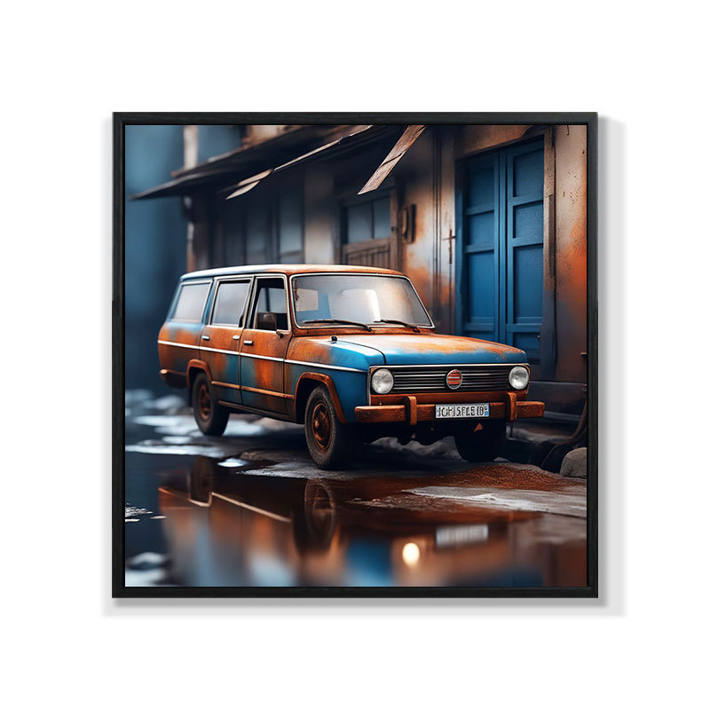 Retro auto rippuv maal õlimaali plakat küberpunk sportauto klubi seinakaunistus maalimisbaar e-spordi seinamaaling