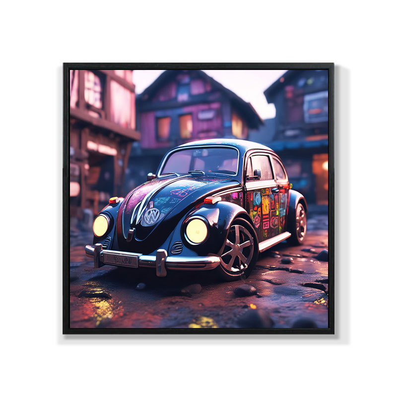 Retro auto rippuv maal õlimaali plakat küberpunk sportauto klubi seinakaunistus maalimisbaar e-spordi seinamaaling