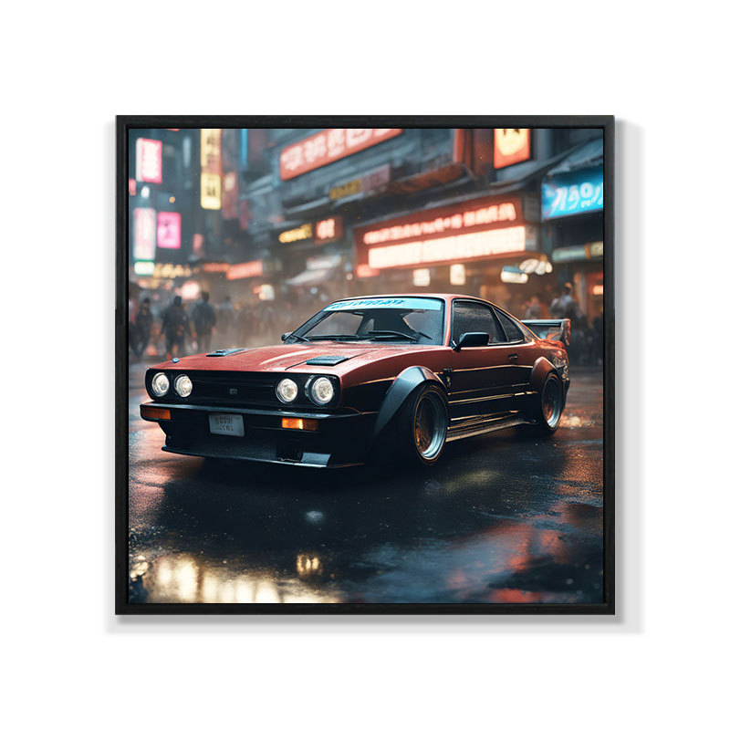 Retro auto rippuv maal õlimaali plakat küberpunk sportauto klubi seinakaunistus maalimisbaar e-spordi seinamaaling