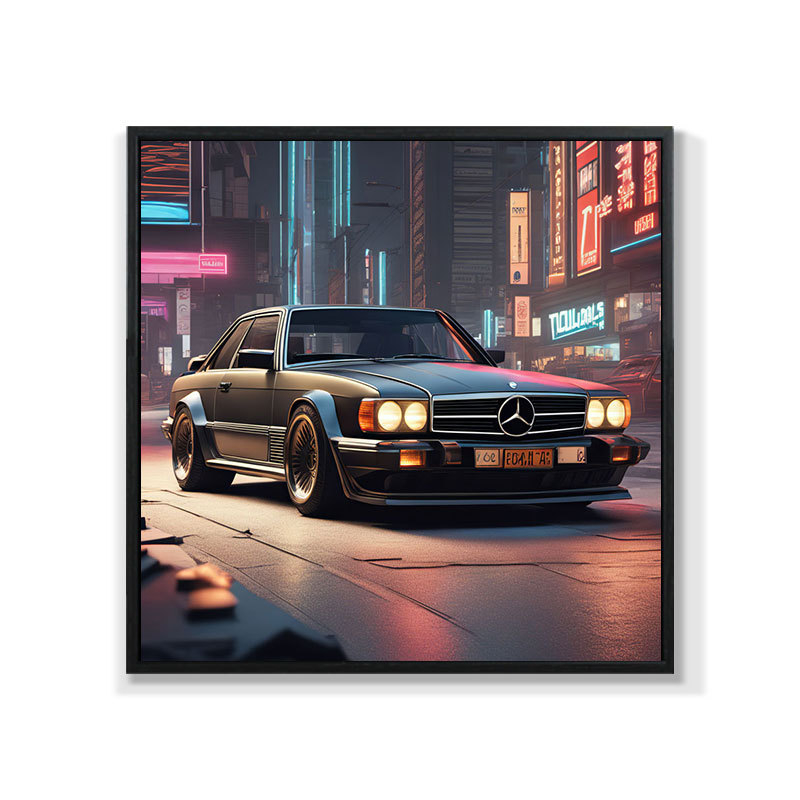 Retro auto rippuv maal õlimaali plakat küberpunk sportauto klubi seinakaunistus maalimisbaar e-spordi seinamaaling