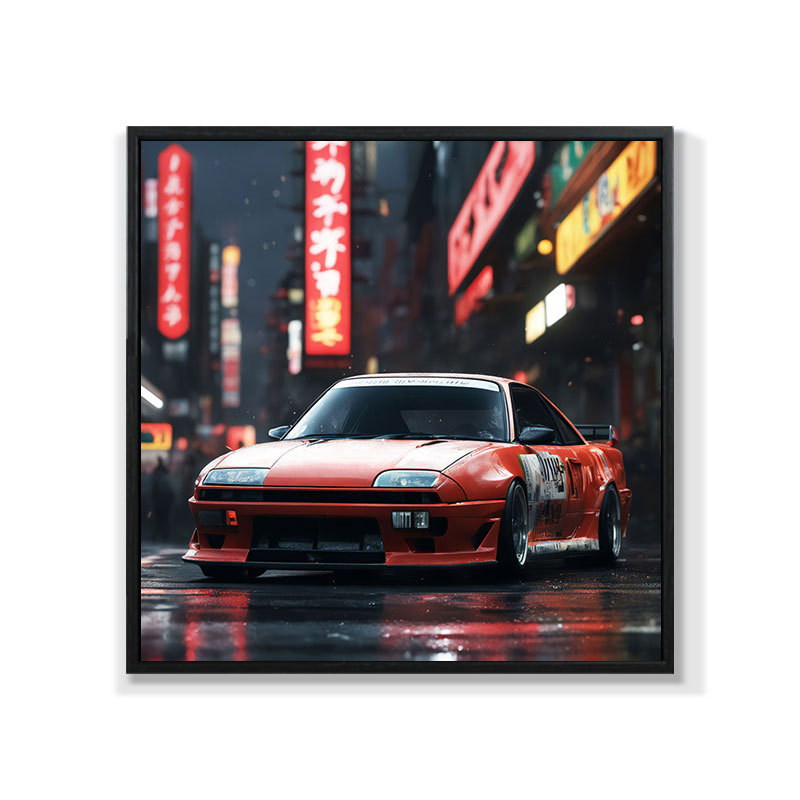 Retro auto rippuv maal õlimaali plakat küberpunk sportauto klubi seinakaunistus maalimisbaar e-spordi seinamaaling