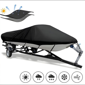Rūpnīcas pārrobežu Amazon ebay melns automašīnas pārsegs sudraba jahtas pārsegs 210T ūdensnecaurlaidīgs laivas pārsegs viengabala piegādes laivas pārsegs