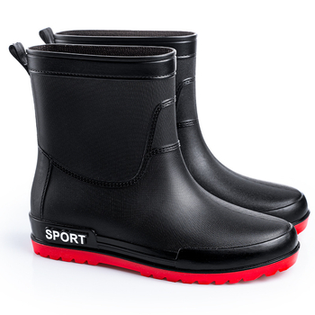 Μοντέρνες ανδρικές μπότες βροχής για διασυνοριακές μετακινήσεις, αντιολισθητικές, αδιάβροχες, ανθεκτικές στη φθορά, μπότες βροχής μεσαίου μήκους, προστασία από την εργασία, υπαίθρια, ψάρεμα, κουζίνα, πλύσιμο αυτοκινήτου, λαστιχένια παπούτσια