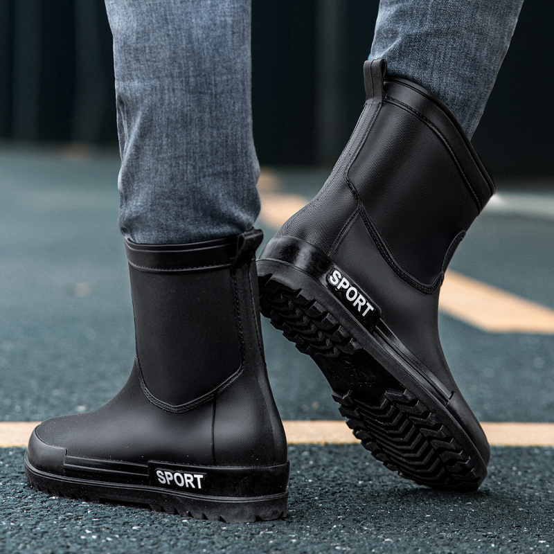 Prekogranične moderne muške čizme za kišu, neklizajuće, vodootporne, otporne na habanje, čizme za kišu srednjeg donjeg dijela, vanjske, zaštita od rada, ribolov, kuhinja, pranje automobila, gumene cipele