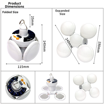 Ηλιακή επαναφορτιζόμενη λάμπα για έκτακτη ανάγκη διακοπής ρεύματος, περίπτερο νυχτερινής αγοράς, οικιακό φωτιστικό ποδοσφαίρου εξοικονόμησης ενέργειας με πτυσσόμενο φωτισμό, ένα ισχυρό φως