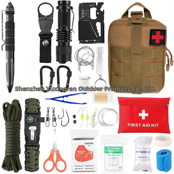 Kültéri elsősegélycsomag kaland-hegymászás kempingezés vészhelyzeti kempingfelszerelés EDC többfunkciós túlélőeszköz kombináció