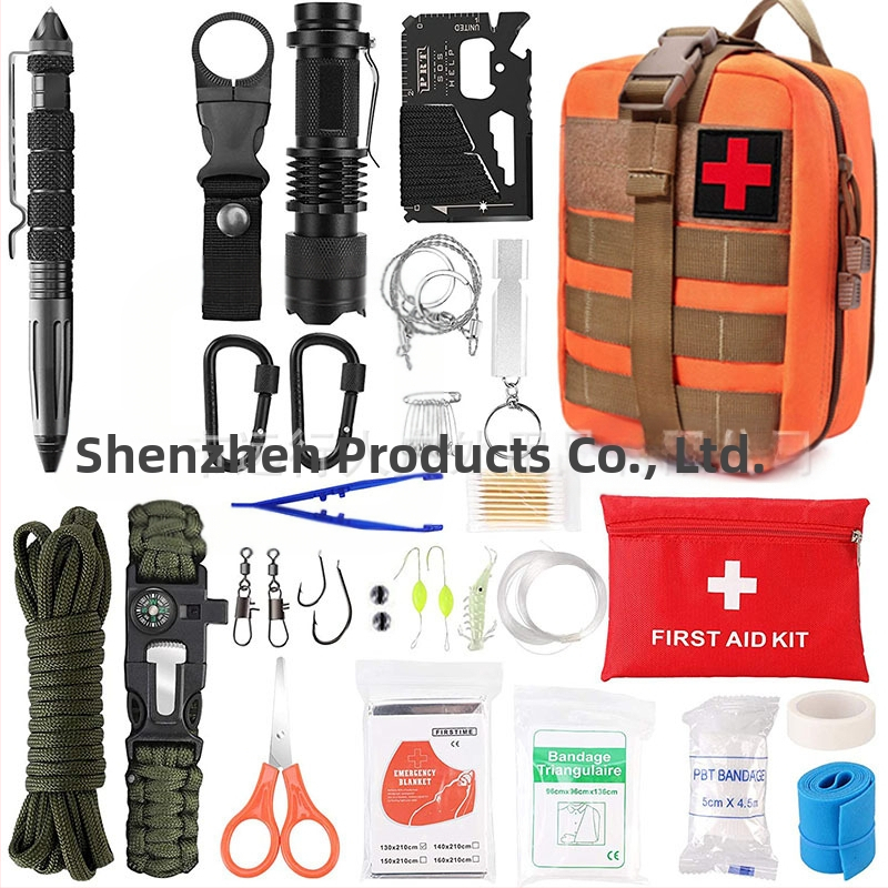 Kültéri elsősegélycsomag kaland-hegymászás kempingezés vészhelyzeti kempingfelszerelés EDC többfunkciós túlélőeszköz kombináció