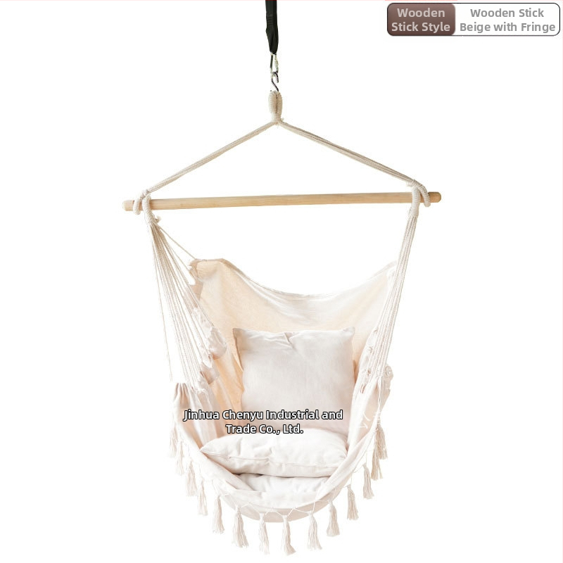 Външен/вътрешен висящ стол, платнена висяща кошница, ръчно изработена люлка с пискюли, противообръщаща се, трансгранична електронна търговия на едро и дребно