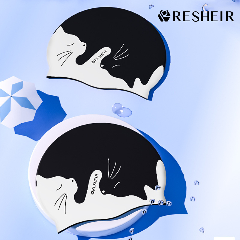 Profesionali silikoninė moteriška vandeniui atspari ausų apsauga, skirta ilgiems plaukams, speciali suaugusiųjų ir didelių dydžių vyriška madinga plaukimo kepuraitė