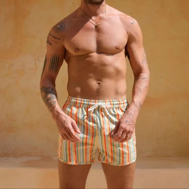 2024-es európai méretű férfi sport rövidnadrág, poliészterből, szőtt, gyorsan száradó, teljes mintás, egyrétegű strandnadrág, férfi európai és amerikai méretben