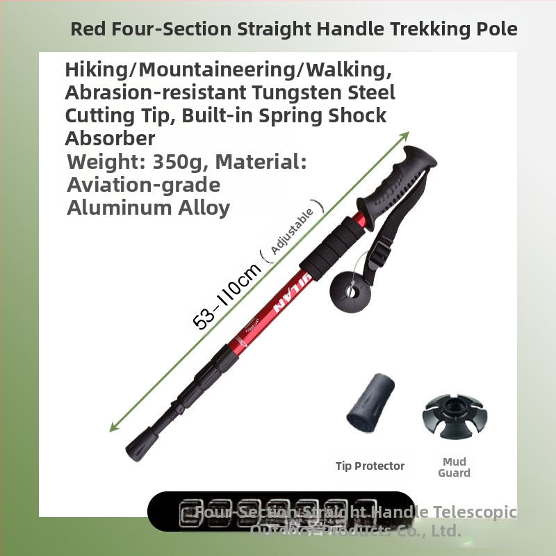 Alumiiniumisulamist mägironimiskepp T-käepidemega 4 kaasaskantavat matkamiskeppi mägironimiskeppide tootjate hulgimüük