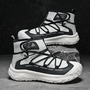 Férfi cipők Négy évszak Új alkalmi cipők Divatos férfi szabadtéri túracipők Trendi magas szárú, lélegző zokni Hajcipők