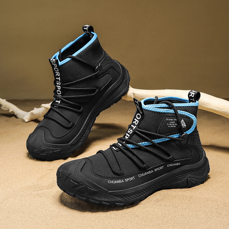 Férfi cipők Négy évszak Új alkalmi cipők Divatos férfi szabadtéri túracipők Trendi magas szárú, lélegző zokni Hajcipők