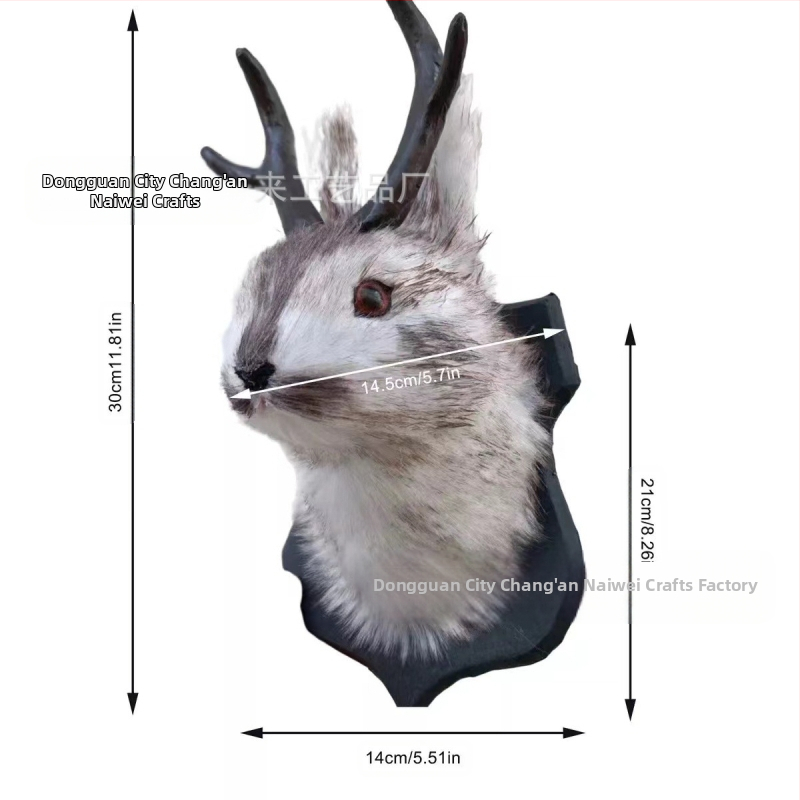 Независима станция Експлозивен заек от рога Традиционна таксидермия върху черни дървени плаки Подаръци за новодомци