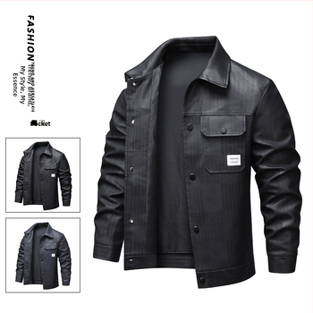 Tarpvalstybinė užsienio prekybos odinė striukė vyriška striukė 2025 m. Nauja pavasarinė odinė striukė vyriška striukė, neperpučiama laisvalaikio striukė vyrams