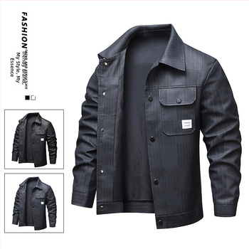 Tarpvalstybinė užsienio prekybos odinė striukė vyriška striukė 2025 m. Nauja pavasarinė odinė striukė vyriška striukė, neperpučiama laisvalaikio striukė vyrams