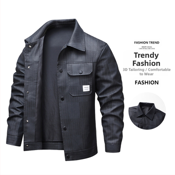 Tarpvalstybinė užsienio prekybos odinė striukė vyriška striukė 2025 m. Nauja pavasarinė odinė striukė vyriška striukė, neperpučiama laisvalaikio striukė vyrams