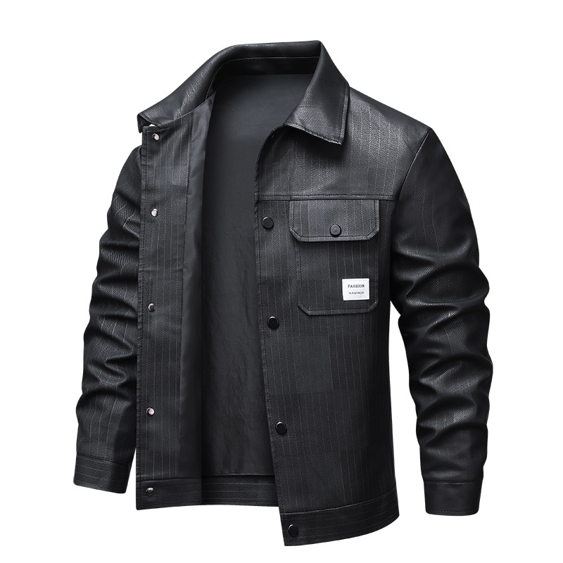 Tarpvalstybinė užsienio prekybos odinė striukė vyriška striukė 2025 m. Nauja pavasarinė odinė striukė vyriška striukė, neperpučiama laisvalaikio striukė vyrams