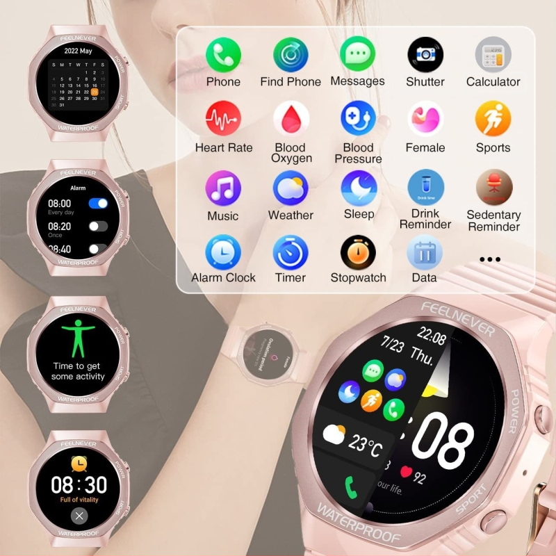 Amazon Dámske výbušné módne inteligentné hodinky Bluetooth volanie srdcová frekvencia spánok joga beh športové hodinky