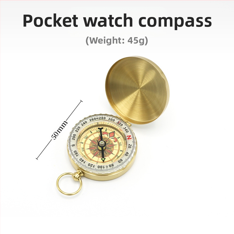 Mosadzné vreckové hodinky North Needle G50 Retro Flip Compass Outdoor Mountaineering Multifunkčné s krytom Luminous