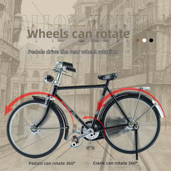 Метална симулация 1:10 28 велосипед с голям бар, традиционен старомоден ретро носталгичен велосипед за мъже, алуминиева играчка модел