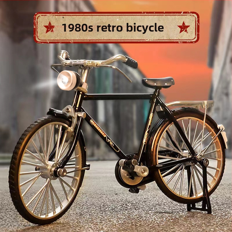 Метална симулация 1:10 28 велосипед с голям бар, традиционен старомоден ретро носталгичен велосипед за мъже, алуминиева играчка модел