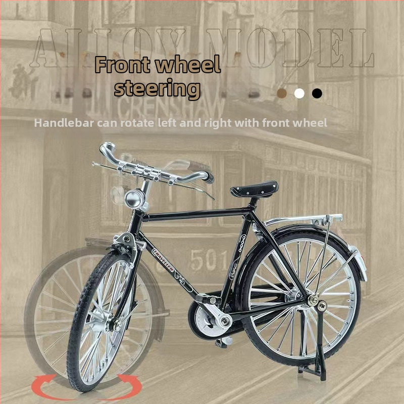Метална симулация 1:10 28 велосипед с голям бар, традиционен старомоден ретро носталгичен велосипед за мъже, алуминиева играчка модел