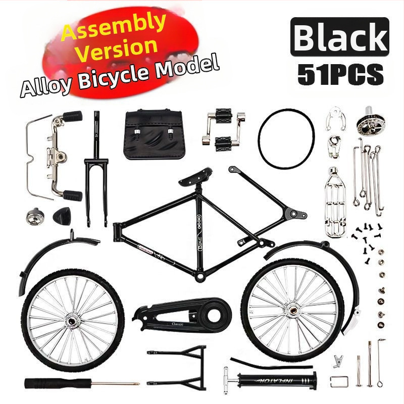 Метална симулация 1:10 28 велосипед с голям бар, традиционен старомоден ретро носталгичен велосипед за мъже, алуминиева играчка модел