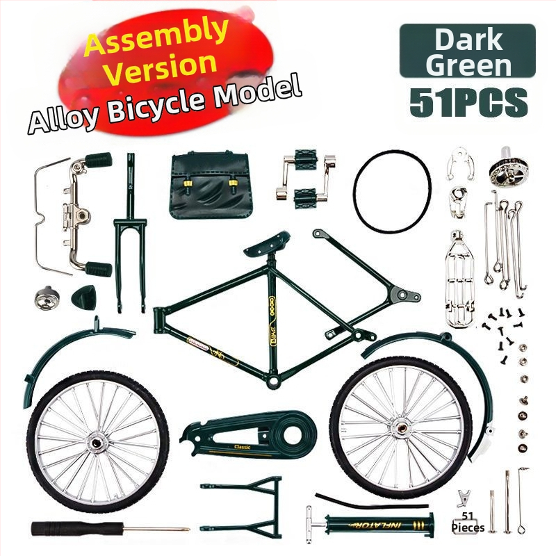 Метална симулация 1:10 28 велосипед с голям бар, традиционен старомоден ретро носталгичен велосипед за мъже, алуминиева играчка модел