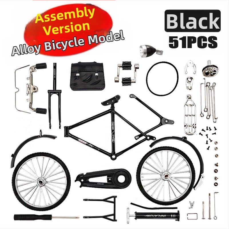 Метална симулация 1:10 28 велосипед с голям бар, традиционен старомоден ретро носталгичен велосипед за мъже, алуминиева играчка модел