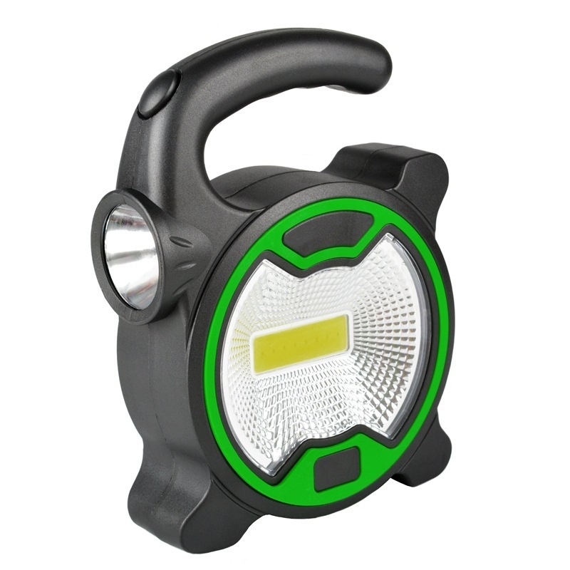 Mini āra kempinga lampa ar LED+COB lukturīti, somā iestrādātu prožektoru, AA bateriju darba lukturīti Nr. 5, 3 sekcijas