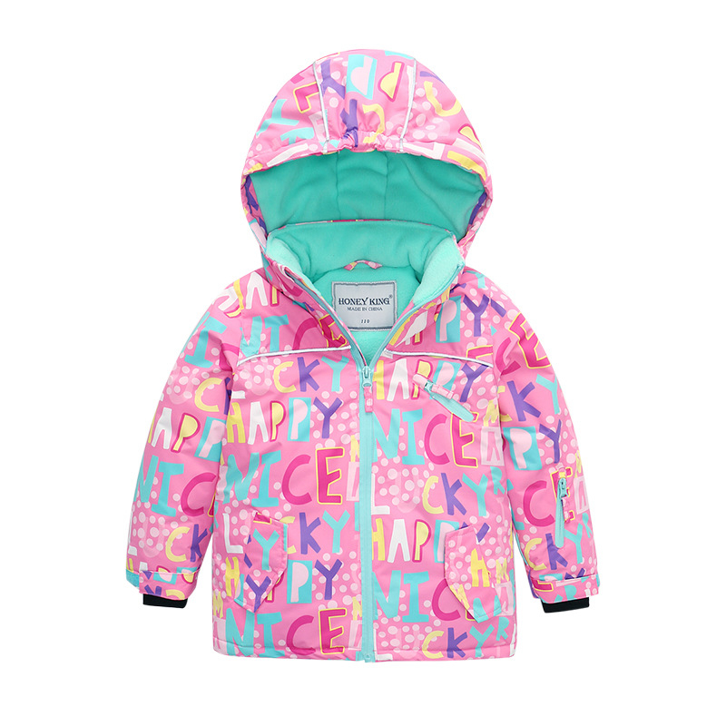 Gyári közvetlen nagykereskedelem HONEYKING kültéri lányoknak való meleg és kényelmes gyermek síruhák pamuttal bélelt ruhák