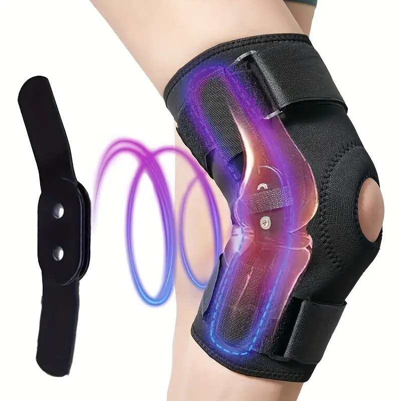 Határon átívelő acéllemez térdvédő levehető dupla csuklópántos térdvédő szilikon ütközésgátló pánt kompressziós rándulásgátló térdkalácsvédő