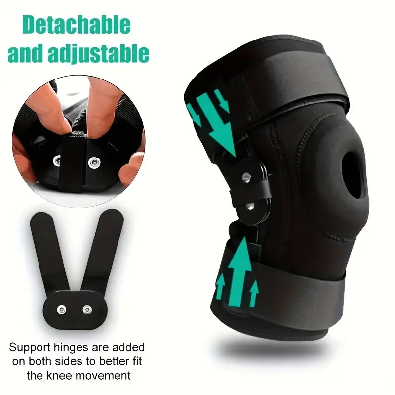 Határon átívelő acéllemez térdvédő levehető dupla csuklópántos térdvédő szilikon ütközésgátló pánt kompressziós rándulásgátló térdkalácsvédő