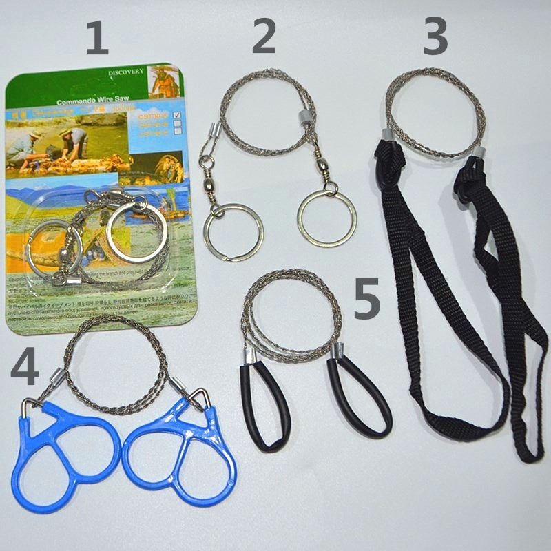 Kültéri túlélő kemping drótfűrész 360 fokban forgó túlélő drótfűrész multifunkcionális láncfűrész SOS drótfűrész készlet