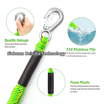Jauniniet 4FT jaunu āķa laivas virvi Jūras elastīgo virvi Jūras kabelis gumijas laivas laivas virve Dock līnija