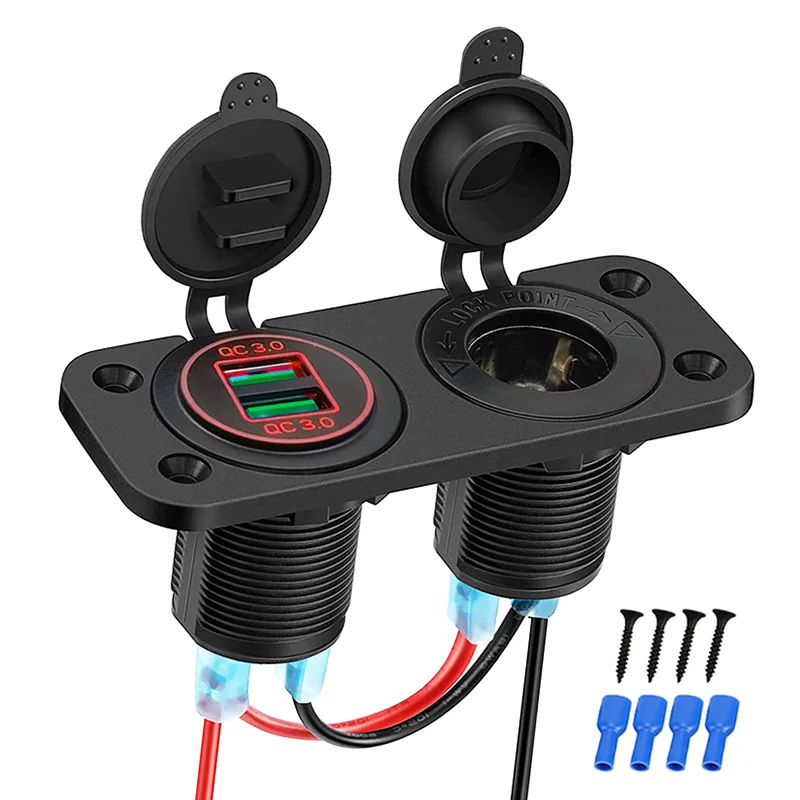 Auto haagissuvila jahi modifikatsioonilüliti 12-24v kahe USB-ühendusega mobiiltelefoni laadimiseks auto sigaretisüütaja emaistmele