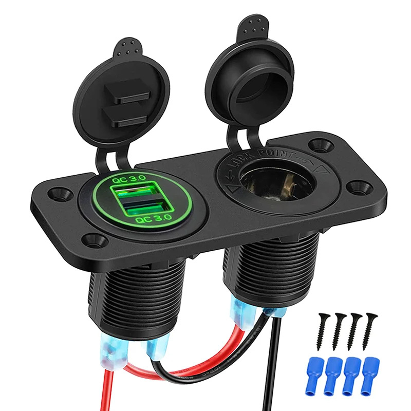 Auto haagissuvila jahi modifikatsioonilüliti 12-24v kahe USB-ühendusega mobiiltelefoni laadimiseks auto sigaretisüütaja emaistmele