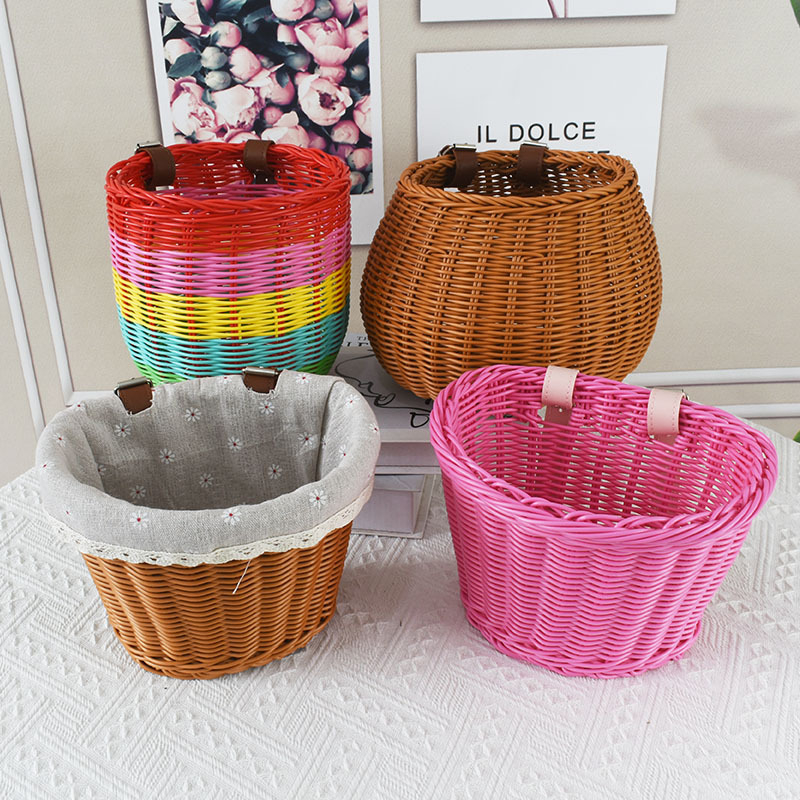 Rattan-szerű szőtt díszkosár, bicikli játékautó zsebkosár, asztali dekoráció, tárolókosár, virágkosár, tárolókosár