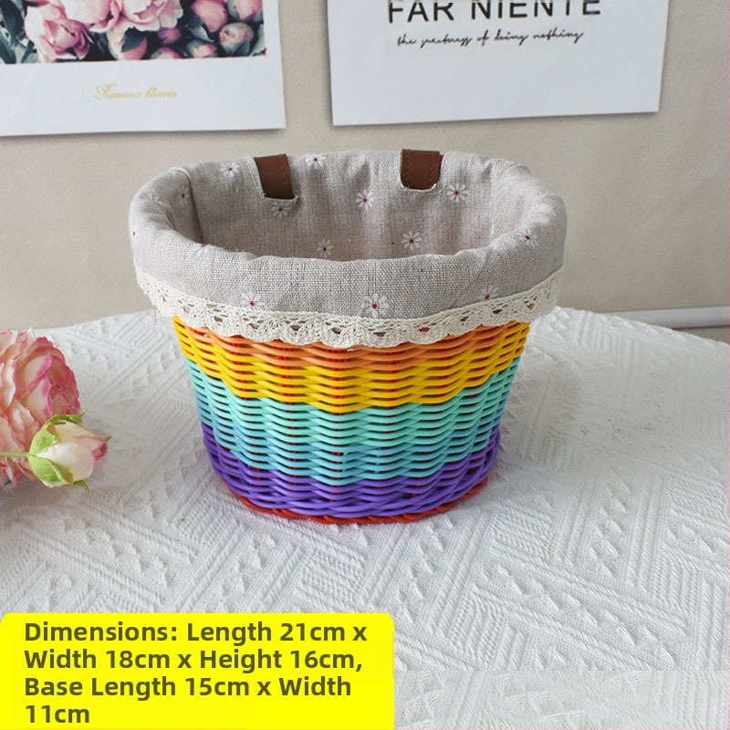 Rattan-szerű szőtt díszkosár, bicikli játékautó zsebkosár, asztali dekoráció, tárolókosár, virágkosár, tárolókosár