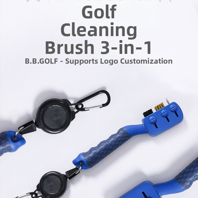 Nová čistiaca kefa na golfové palice od výrobcu, obojstranná multifunkčná prenosná kefa s uťahovacím krúžkom, golfové príslušenstvo