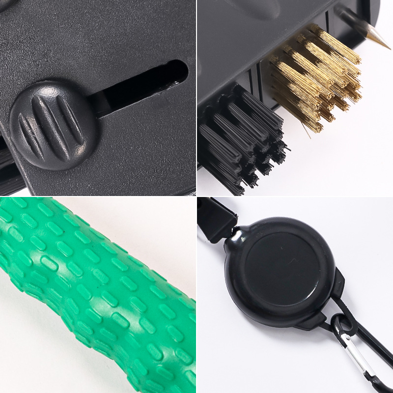 Gamintojo naujas golfo lazdų valymo šepetys, dvipusis daugiafunkcis nešiojamas šepetys su traukimo žiedu, golfo aksesuarams