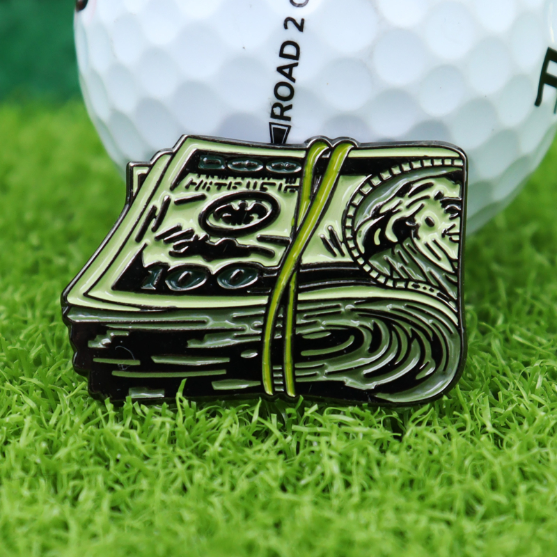 Újdonságok raktáron: kreatív fém dollár zománcozott golyó jelölő filctoll golf kiegészítők